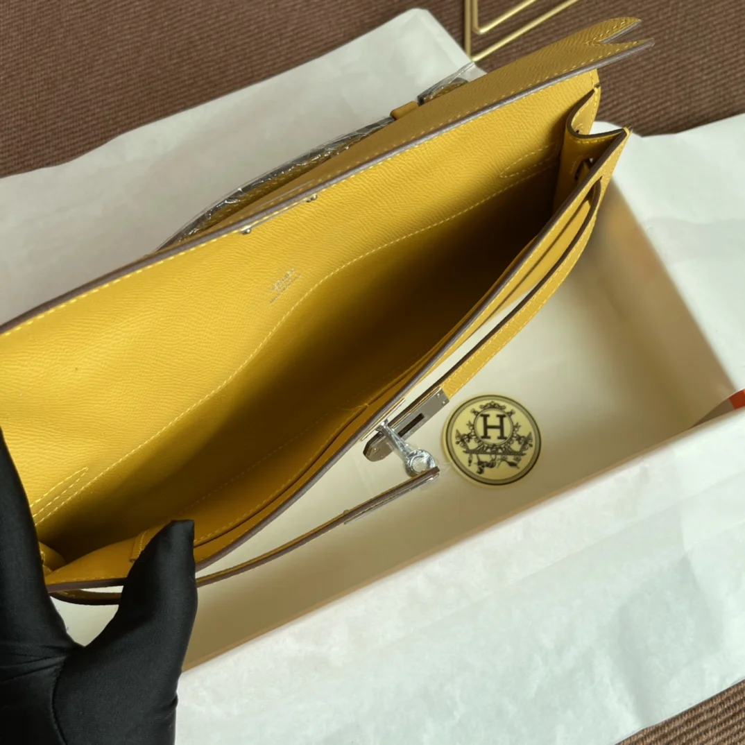 HERMES Clutches Bags Epsom Leather (Yellow-Silver) 31X14X3CM H00202608091067 - Image 9