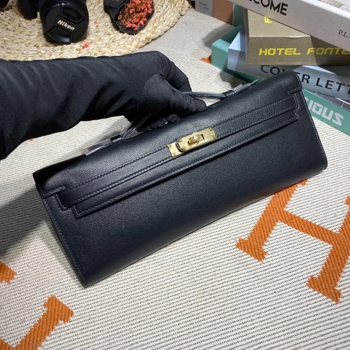 HERMES Clutches Bags Swift Leather (Black-Gold) 31X14X3CM H50202608091112