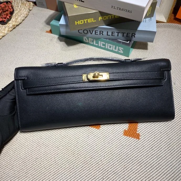 HERMES Clutches Bags Swift Leather (Black-Gold) 31X14X3CM H50202608091112 - Image 2