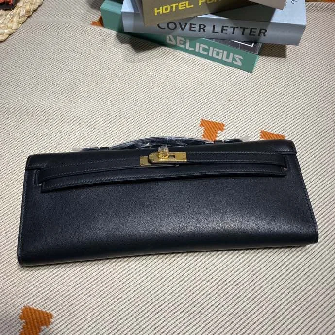 HERMES Clutches Bags Swift Leather (Black-Gold) 31X14X3CM H50202608091112 - Image 4