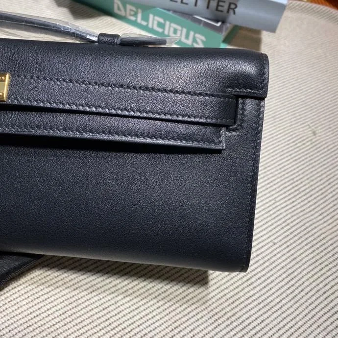 HERMES Clutches Bags Swift Leather (Black-Gold) 31X14X3CM H50202608091112 - Image 5