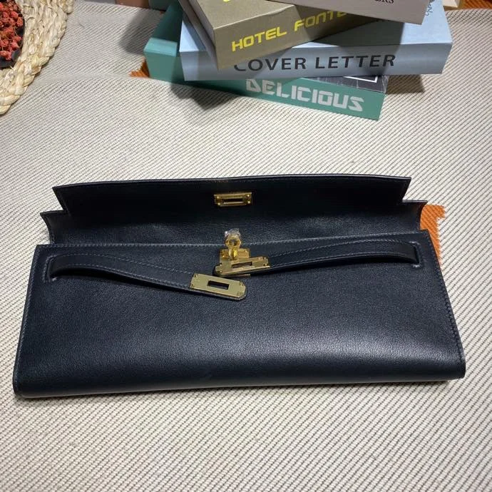 HERMES Clutches Bags Swift Leather (Black-Gold) 31X14X3CM H50202608091112 - Image 9