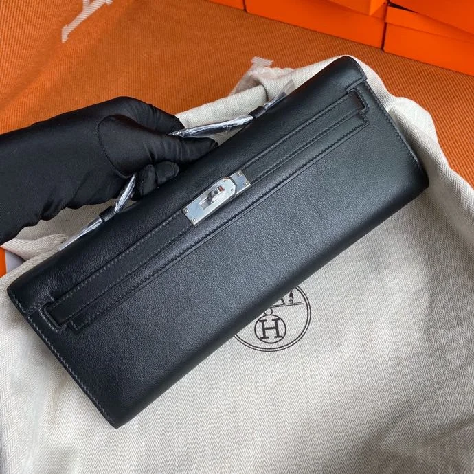 HERMES Clutches Bags Swift Leather (Black-Silver) 31X14X3 H50202608091113