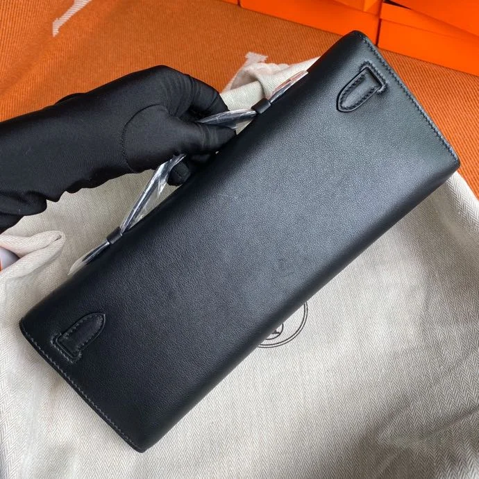 HERMES Clutches Bags Swift Leather (Black-Silver) 31X14X3 H50202608091113 - Image 2