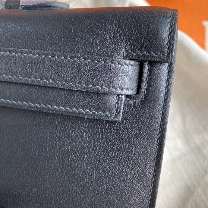 HERMES Clutches Bags Swift Leather (Black-Silver) 31X14X3 H50202608091113 - Image 5