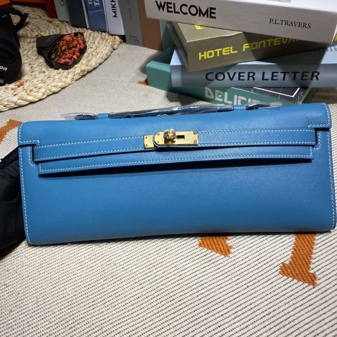 HERMES Clutches Bags Swift Leather (Blue-Gold) 31X14X3CM H50202608091107 - Image 2