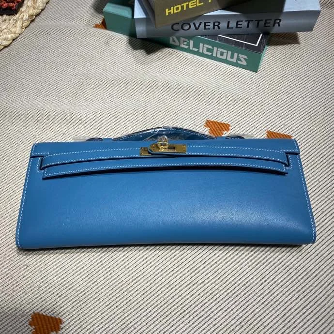 HERMES Clutches Bags Swift Leather (Blue-Gold) 31X14X3CM H50202608091107 - Image 4