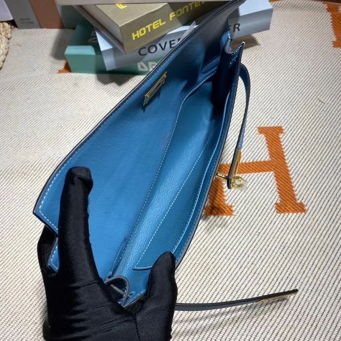 HERMES Clutches Bags Swift Leather (Blue-Gold) 31X14X3CM H50202608091107 - Image 8