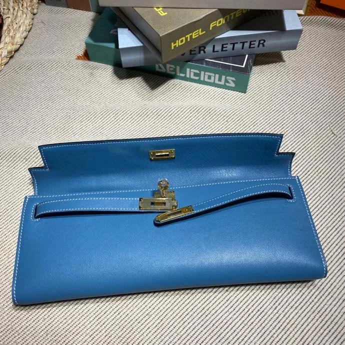 HERMES Clutches Bags Swift Leather (Blue-Gold) 31X14X3CM H50202608091107 - Image 9