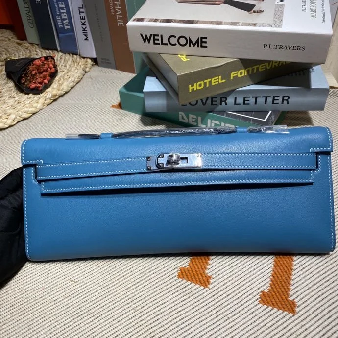 HERMES Clutches Bags Swift Leather (Blue-Silver) 31x14x3CM H50202608091108 - Image 2