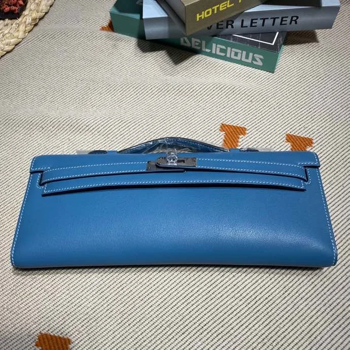 HERMES Clutches Bags Swift Leather (Blue-Silver) 31x14x3CM H50202608091108 - Image 4