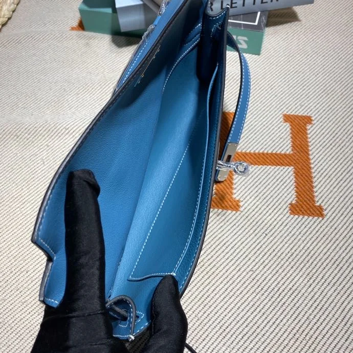 HERMES Clutches Bags Swift Leather (Blue-Silver) 31x14x3CM H50202608091108 - Image 8