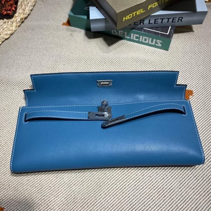 HERMES Clutches Bags Swift Leather (Blue-Silver) 31x14x3CM H50202608091108 - Image 9