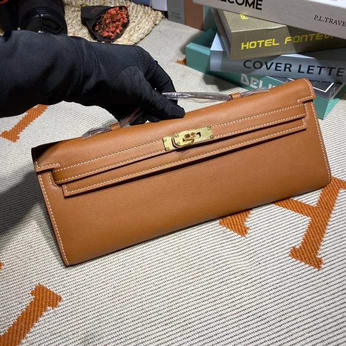 HERMES Clutches Bags Swift Leather (Brown-Gold) 31X14X3CM H50202608091110