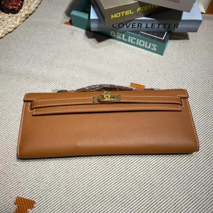 HERMES Clutches Bags Swift Leather (Brown-Gold) 31X14X3CM H50202608091110 - Image 4
