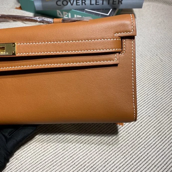 HERMES Clutches Bags Swift Leather (Brown-Gold) 31X14X3CM H50202608091110 - Image 5
