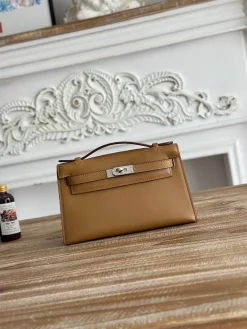 HERMES Clutches Bags Swift Leather (Brown-Silver) 22CM G50202608090181