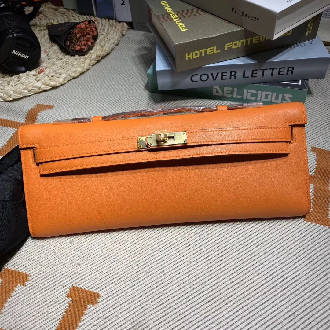 HERMES Clutches Bags Swift Leather (Orange-Gold) 31X14X3CM H50202608091099 - Image 2