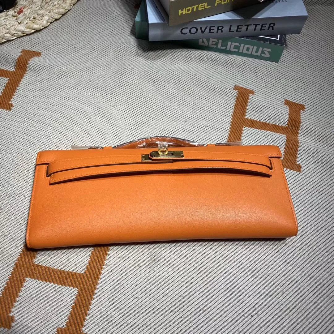 HERMES Clutches Bags Swift Leather (Orange-Gold) 31X14X3CM H50202608091099 - Image 4