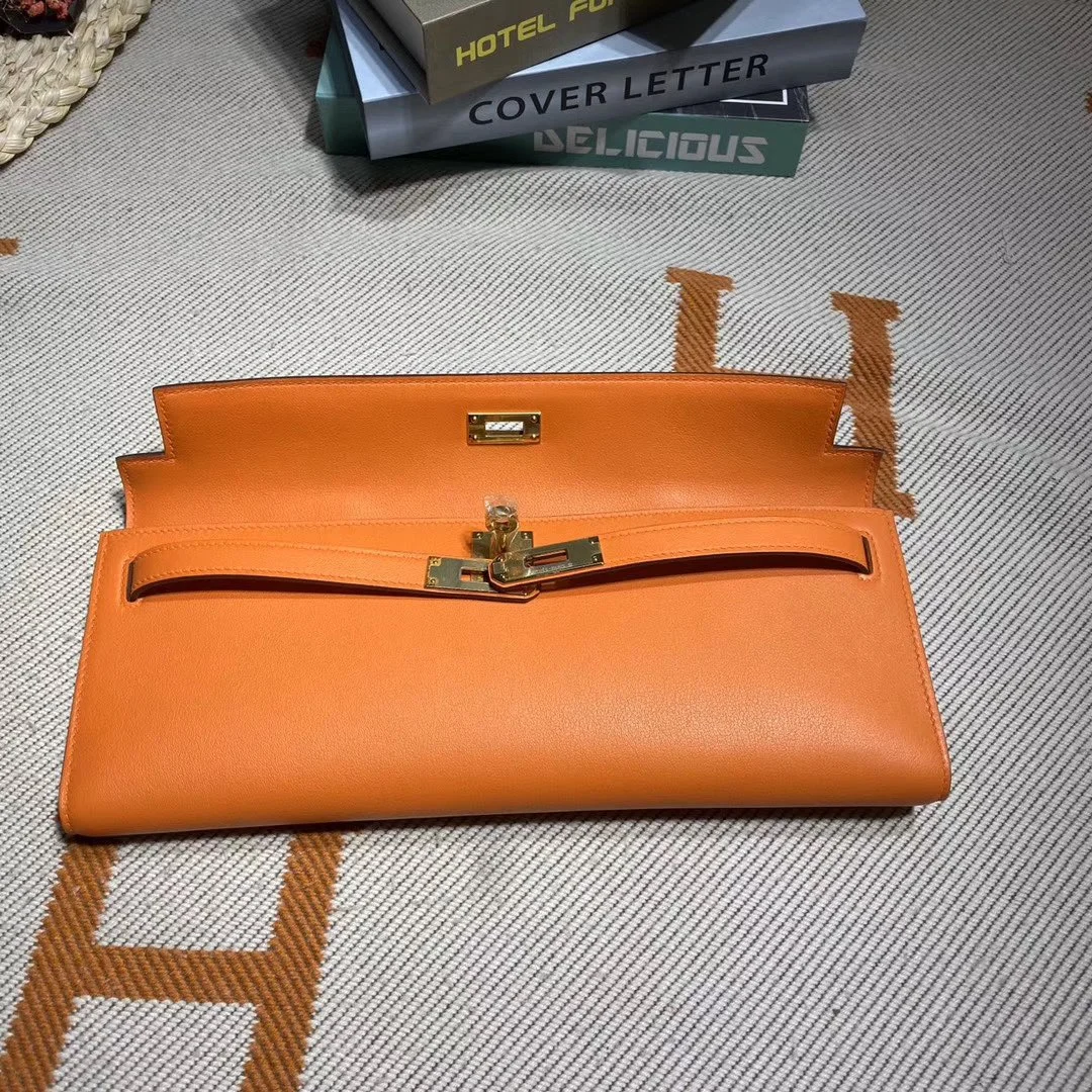 HERMES Clutches Bags Swift Leather (Orange-Gold) 31X14X3CM H50202608091099 - Image 9