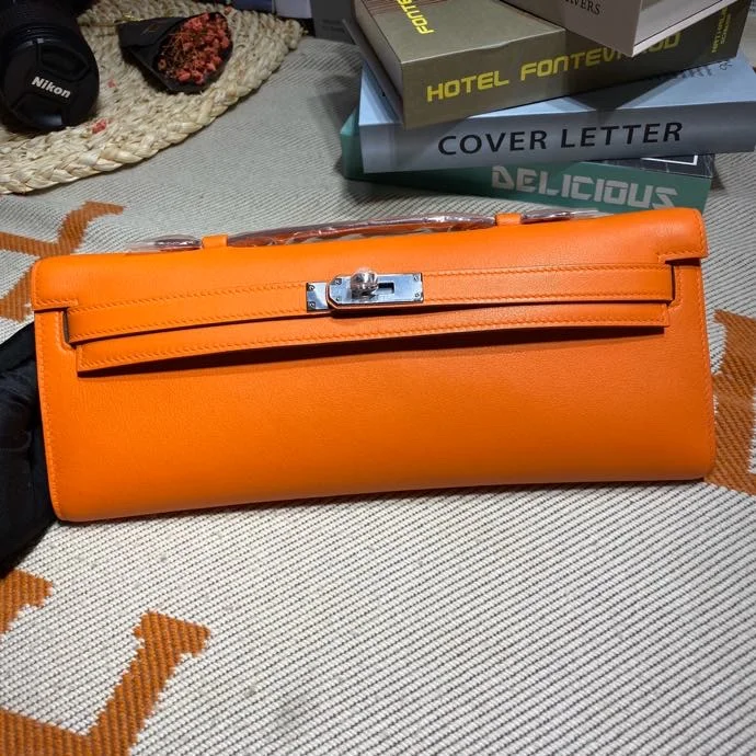 HERMES Clutches Bags Swift Leather (Orange-Silver) 31X14X3CM H50202608091100 - Image 2
