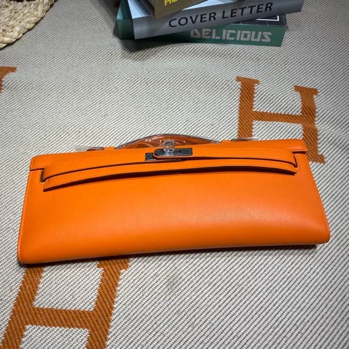 HERMES Clutches Bags Swift Leather (Orange-Silver) 31X14X3CM H50202608091100 - Image 4