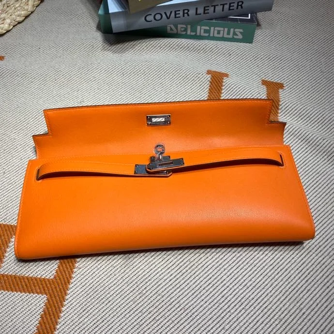 HERMES Clutches Bags Swift Leather (Orange-Silver) 31X14X3CM H50202608091100 - Image 9