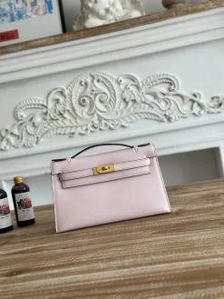 HERMES Clutches Bags Swift Leather (Pink-Gold) 22CM G50202608090190
