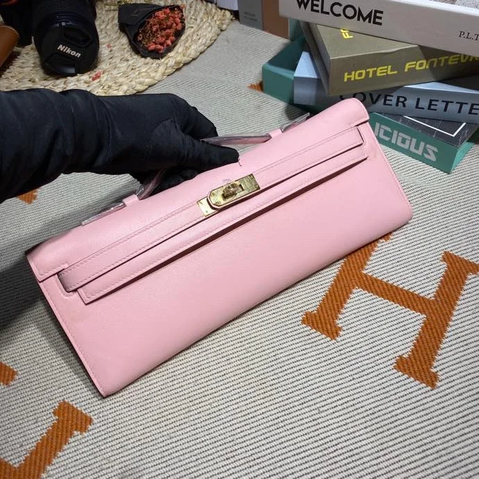 HERMES Clutches Bags Swift Leather (Pink-Gold) 31X14X3CM H50202608091105