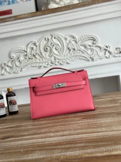 HERMES Clutches Bags Swift Leather (Pink-Silver) 22CM G50202608090199