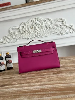 HERMES Clutches Bags Swift Leather (Pink-Silver) 22XCM G50202608090201