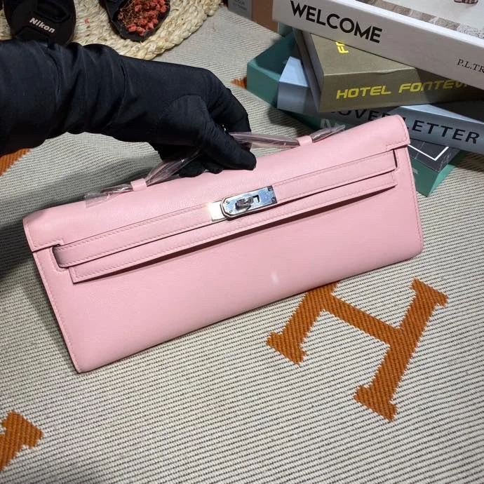 HERMES Clutches Bags Swift Leather (Pink-Silver) 31X14X3CM H50202608091106