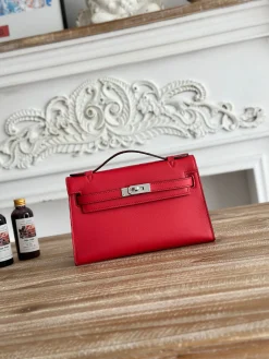 HERMES Clutches Bags Swift Leather (Red) 22CM G50202608090184