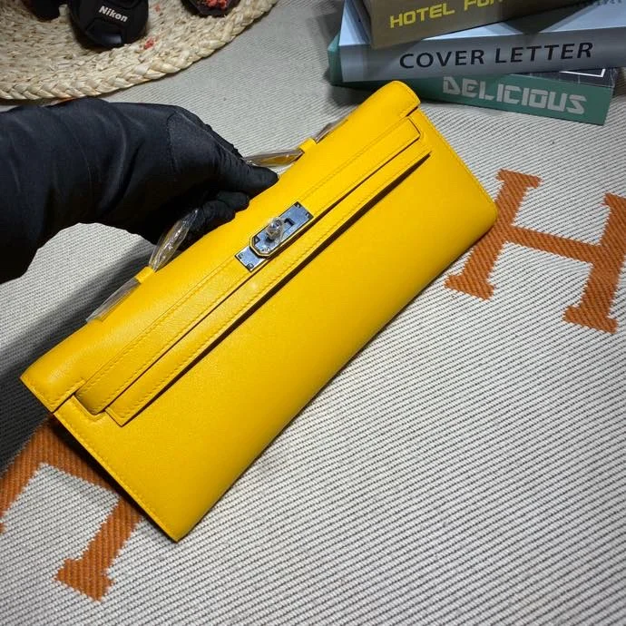 HERMES Clutches Bags Swift Leather (Yellow-Silver) 31X14X3CM H50202608091104