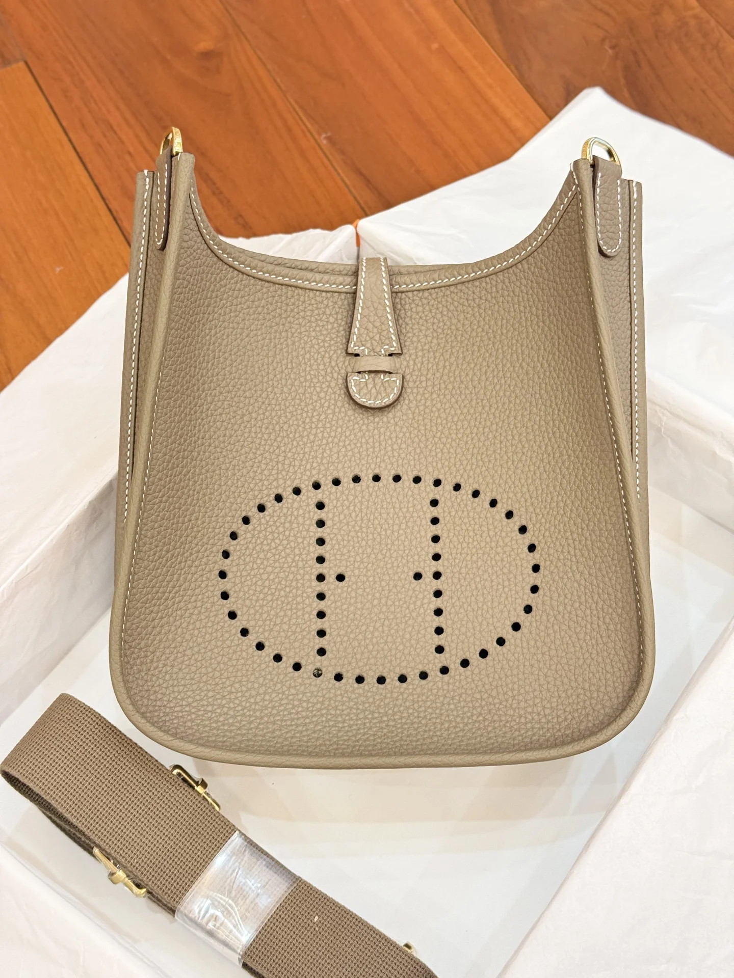 HERMES Crossbody Bags Canvas Leather (Beige-Gold) 23CM A050202608091410 - Image 10