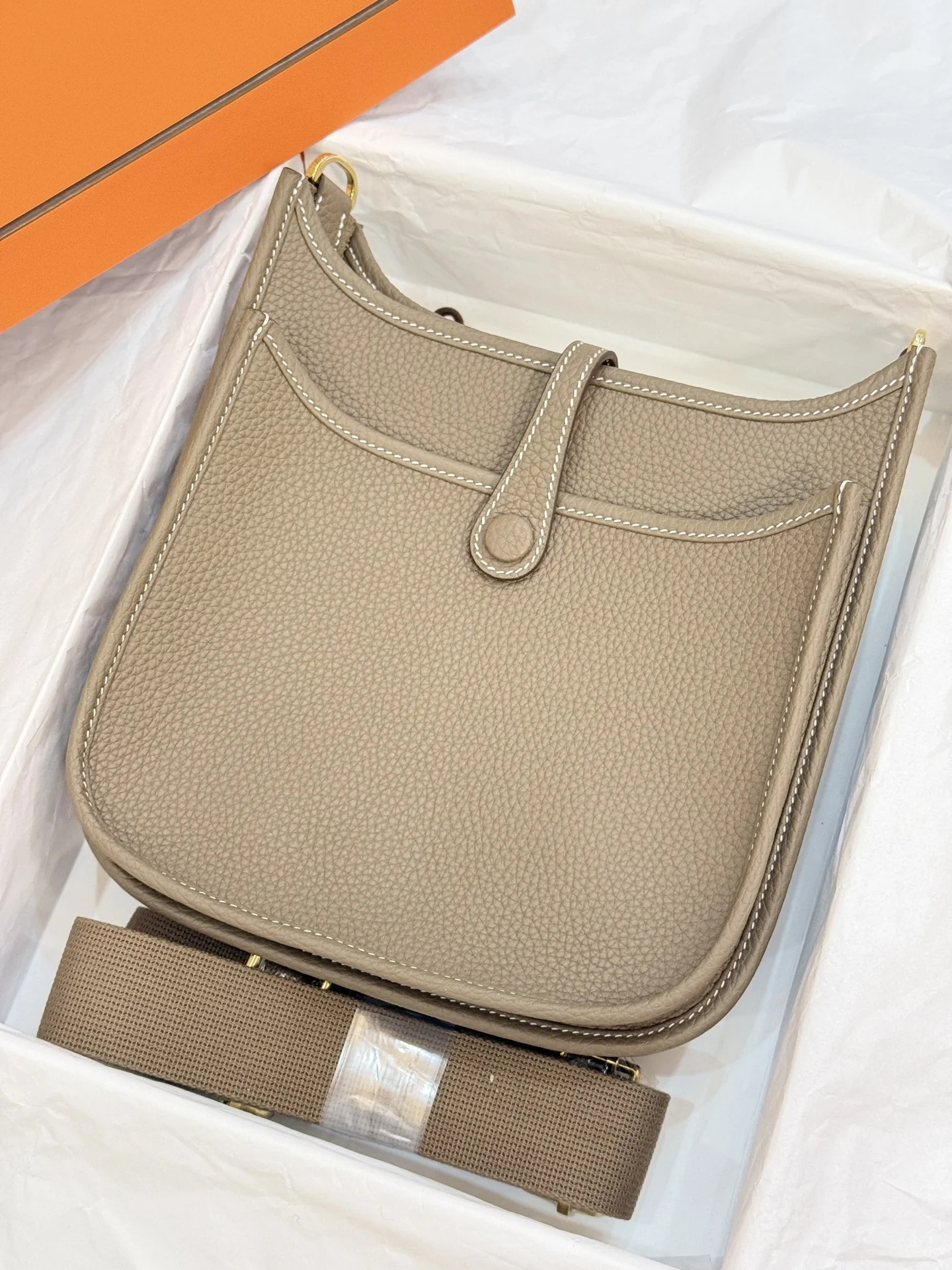 HERMES Crossbody Bags Canvas Leather (Beige-Gold) 23CM A050202608091410 - Image 4