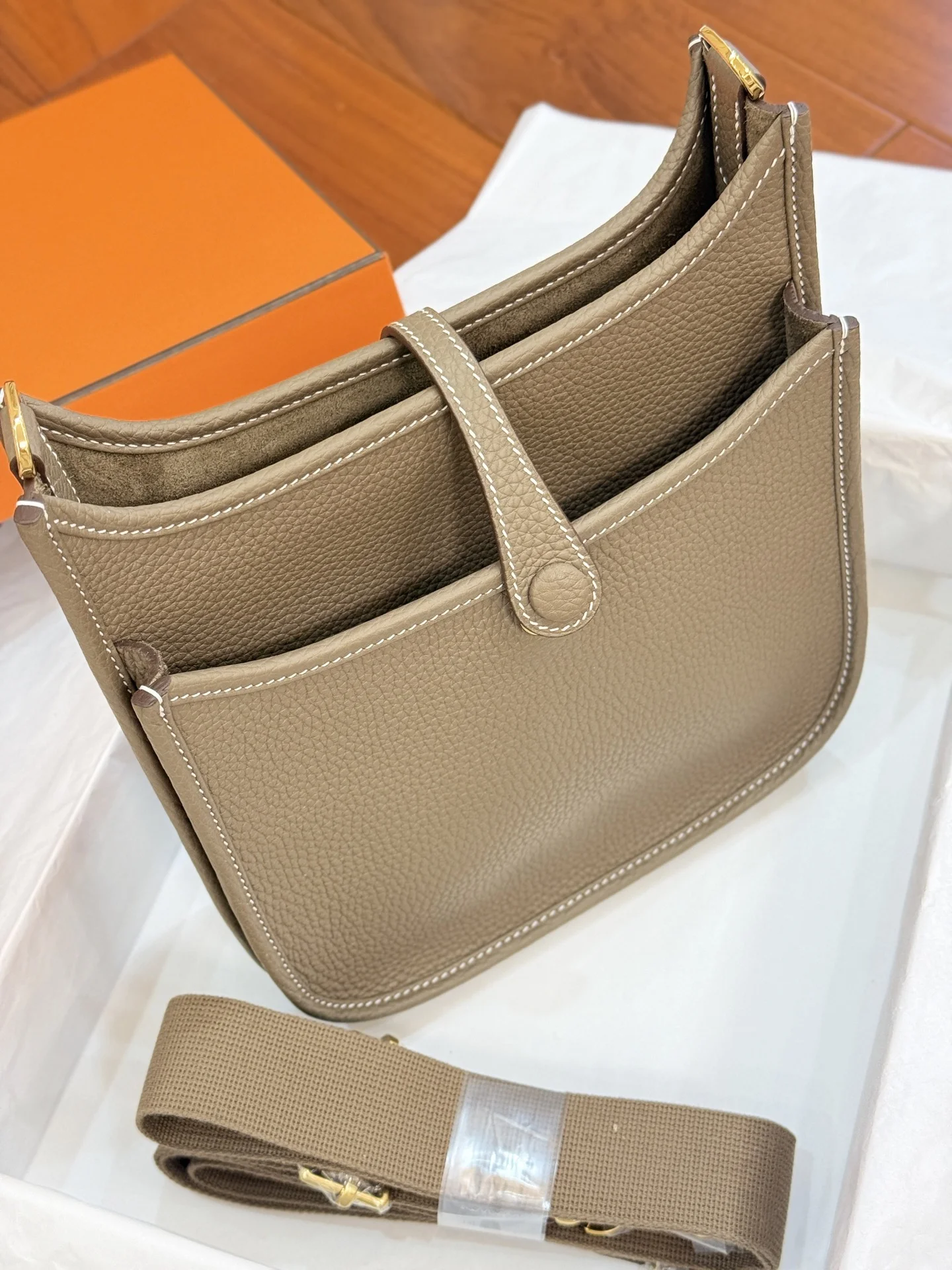 HERMES Crossbody Bags Canvas Leather (Beige-Gold) 23CM A050202608091410 - Image 9
