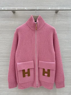 HERMES Jackets Knit Leather S-L E15202608040055