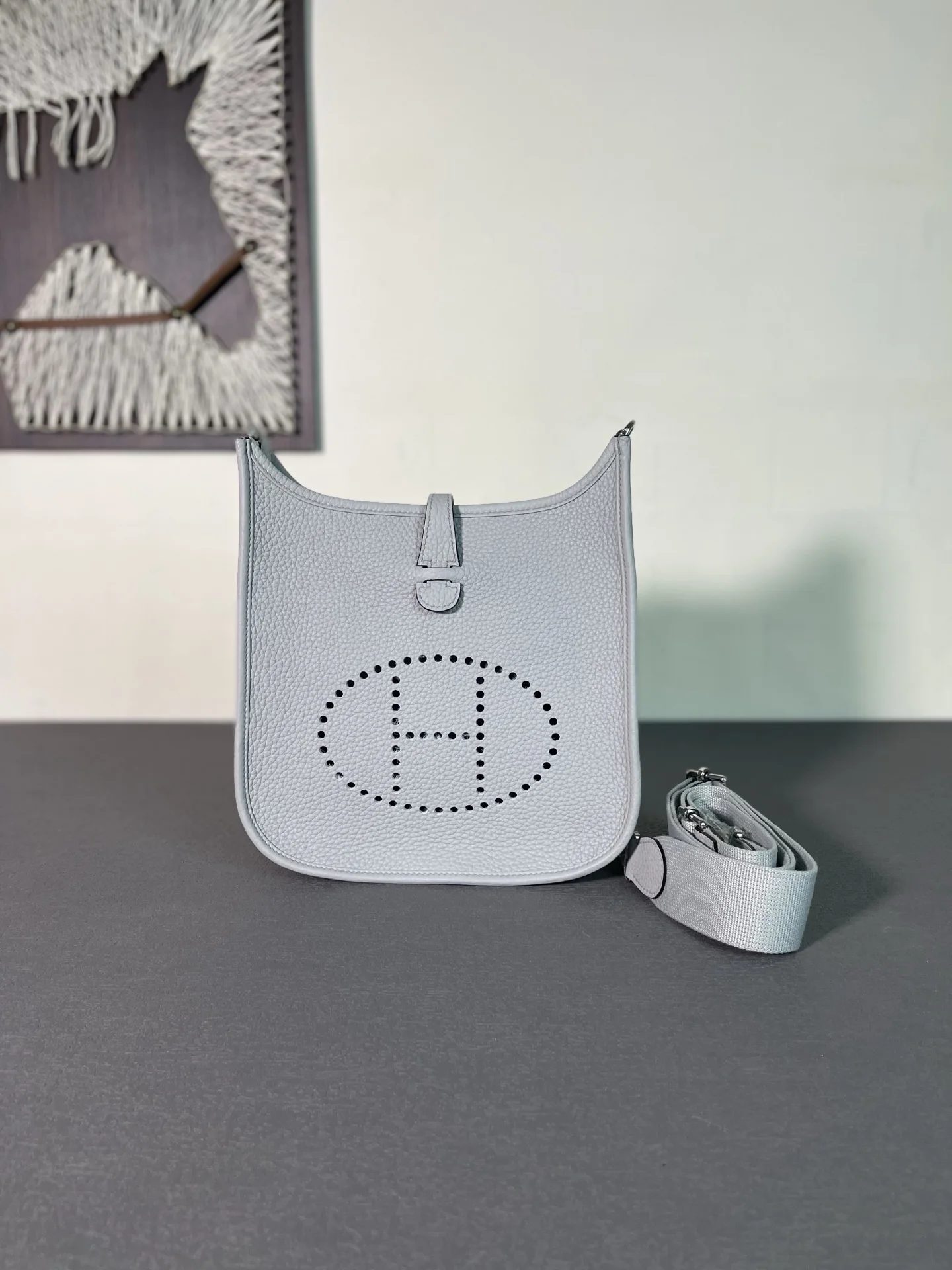 HERMES Messenger Bags Clemence Leather (Grey) 23CM H50202608091316