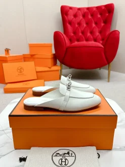 Alternative view of HERMES Mules Calfskin Leather EU35-39 C10202608031864