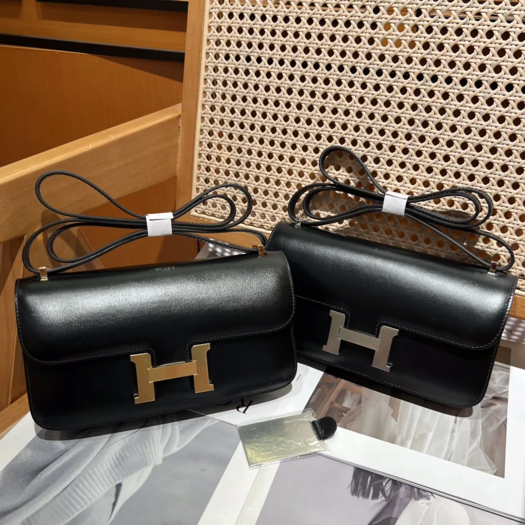 HERMES Shoulder Bags Box Leather (Black-Gold) One Size A100202608090495