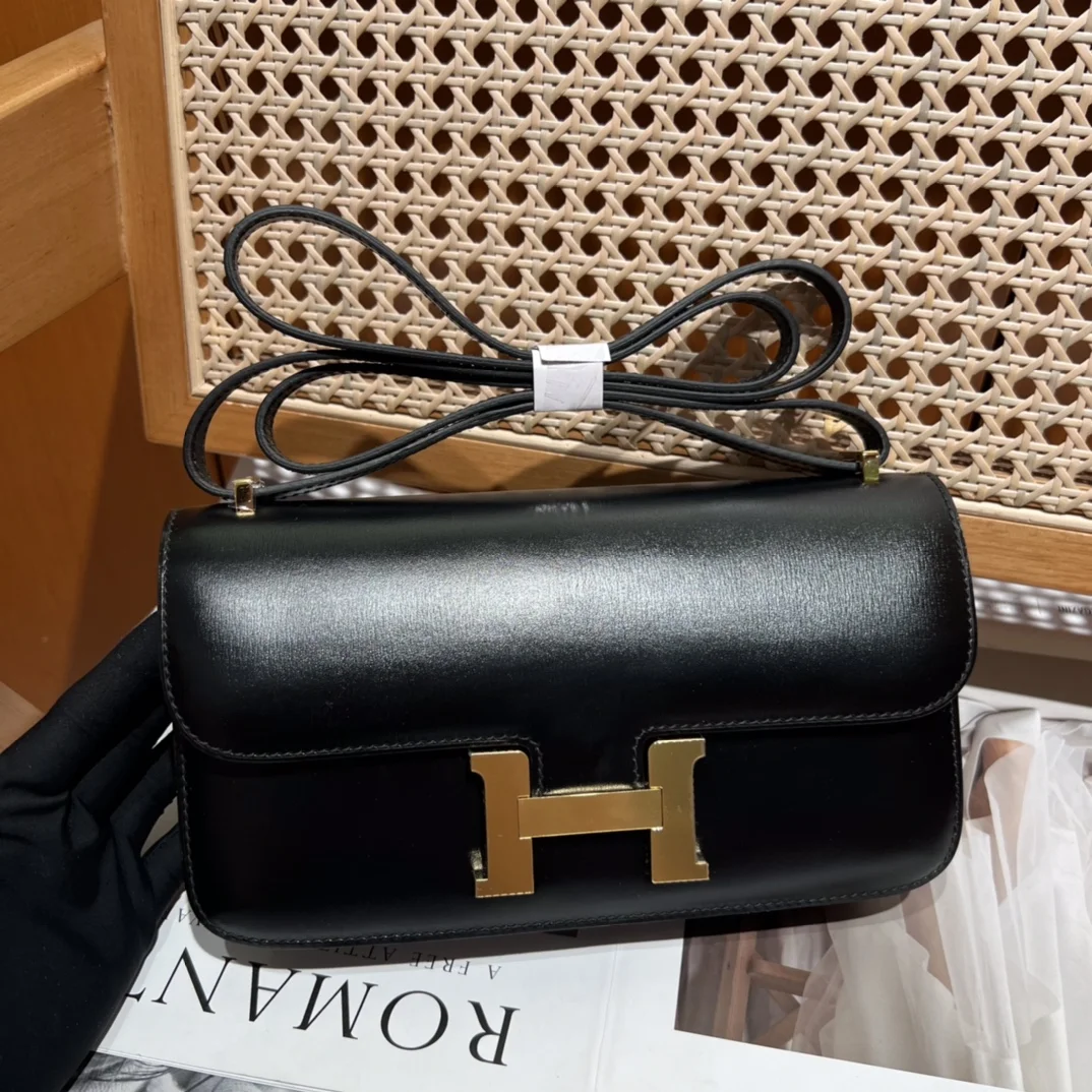 HERMES Shoulder Bags Box Leather (Black-Gold) One Size A100202608090495 - Image 2
