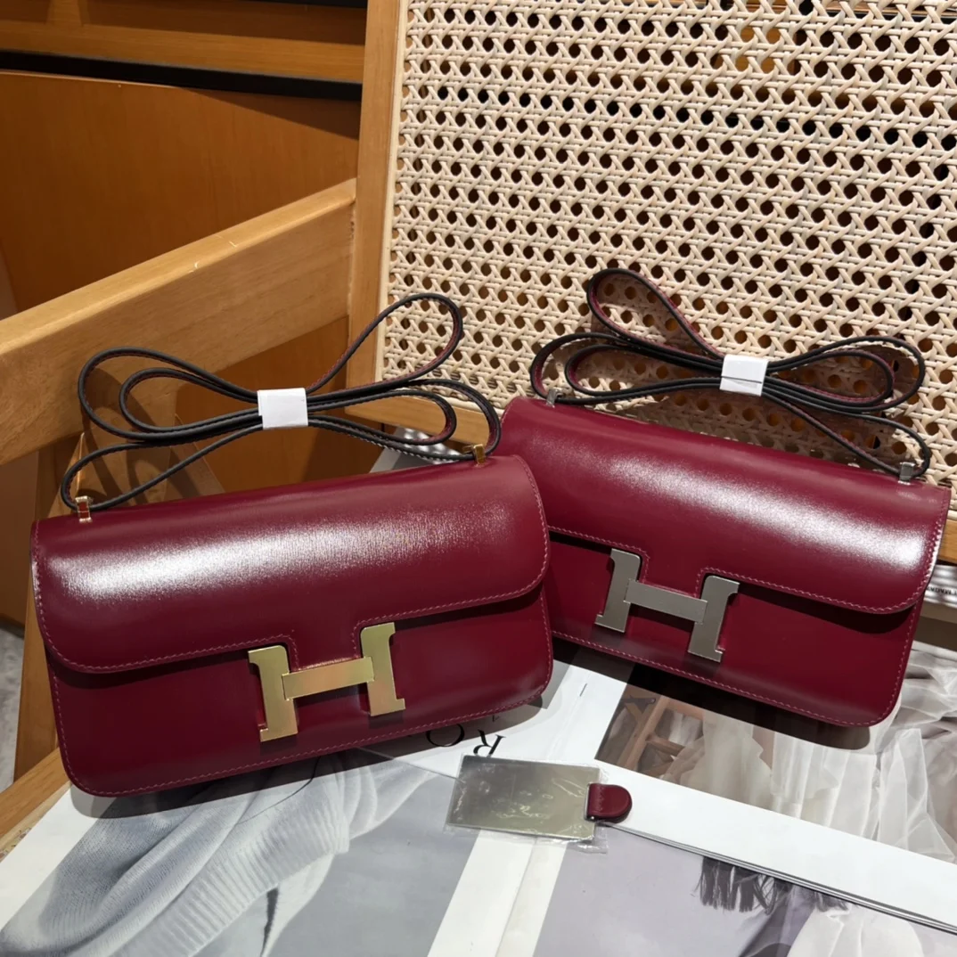 HERMES Shoulder Bags Box Leather (Burgundy-Silver) One Size A100202608090506