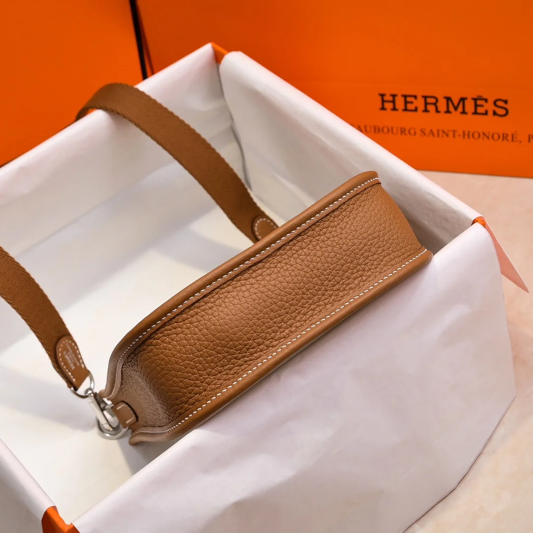 HERMES Shoulder Bags Canvas Leather (Beige-Brown) 16X29CM I50202608090437 - Image 3