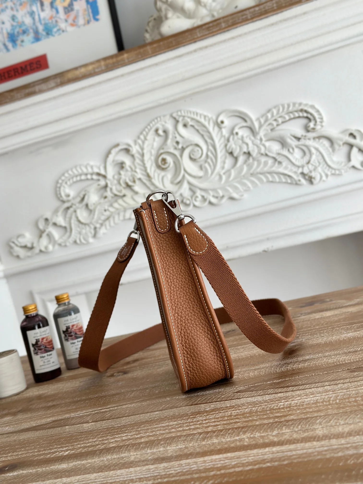 HERMES Shoulder Bags Canvas Leather (Beige-Brown) 29X16CM I50202608090436 - Image 2