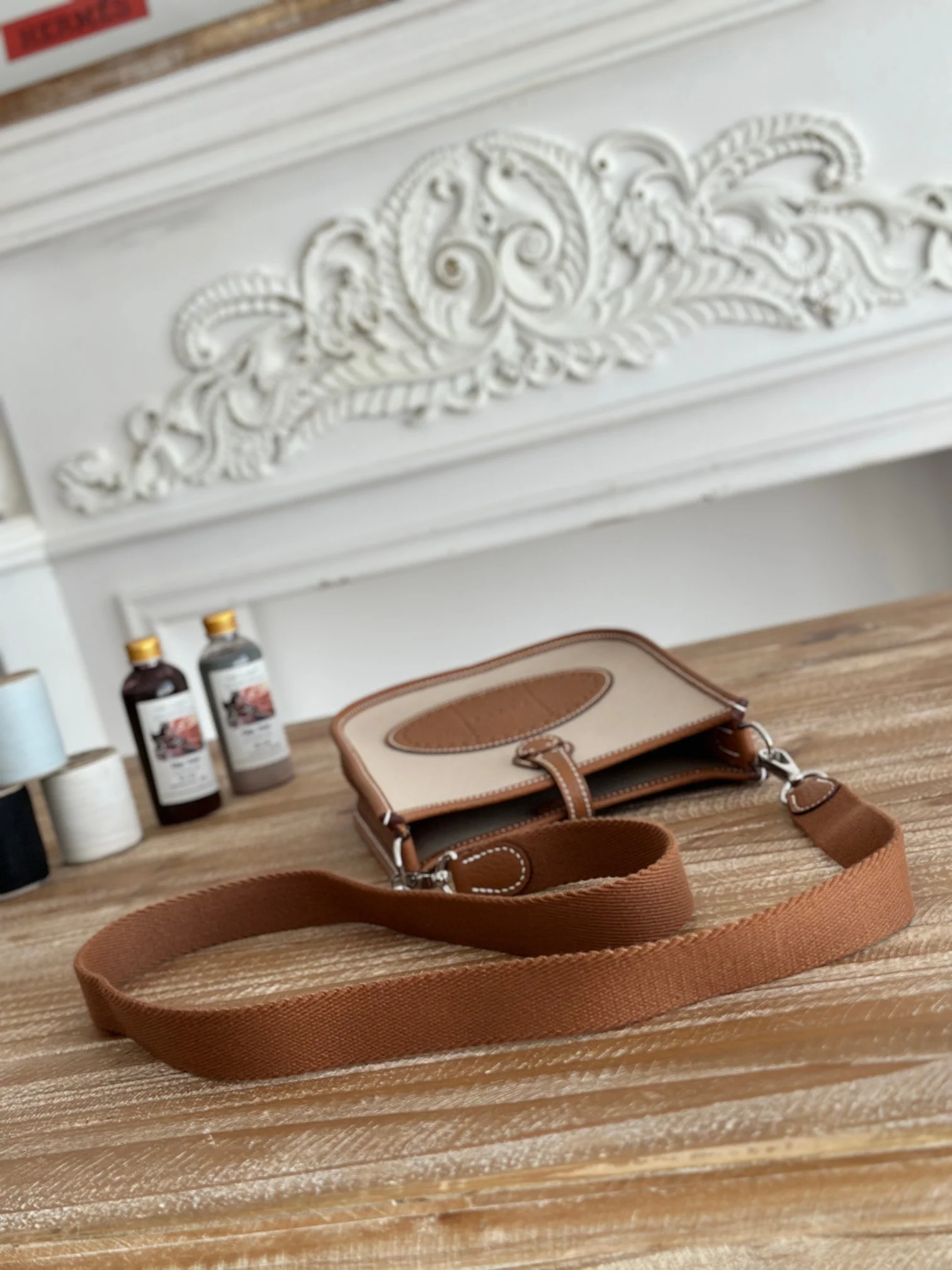 HERMES Shoulder Bags Canvas Leather (Beige-Brown) 29X16CM I50202608090436 - Image 5