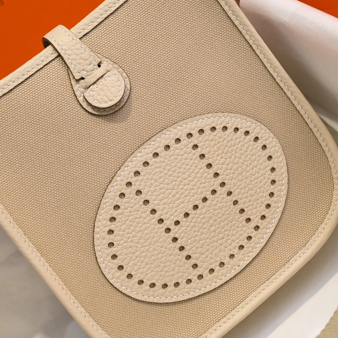 HERMES Shoulder Bags Canvas Leather (Beige-White) 16X29CM I50202608090438 - Image 2