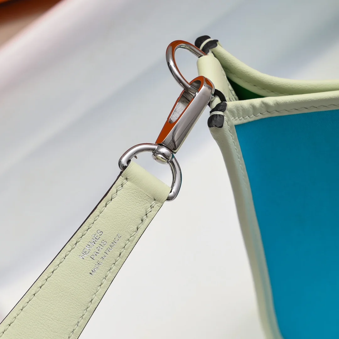 HERMES Shoulder Bags Canvas Leather (Blue-Yellow) 16X29CM I50202608090443 - Image 3