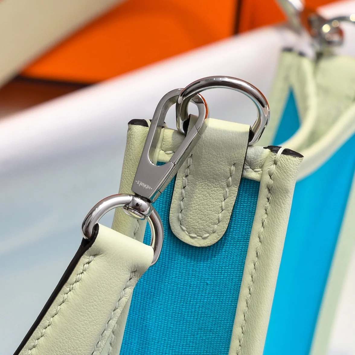 HERMES Shoulder Bags Canvas Leather (Blue-Yellow) 16X29CM I50202608090443 - Image 7