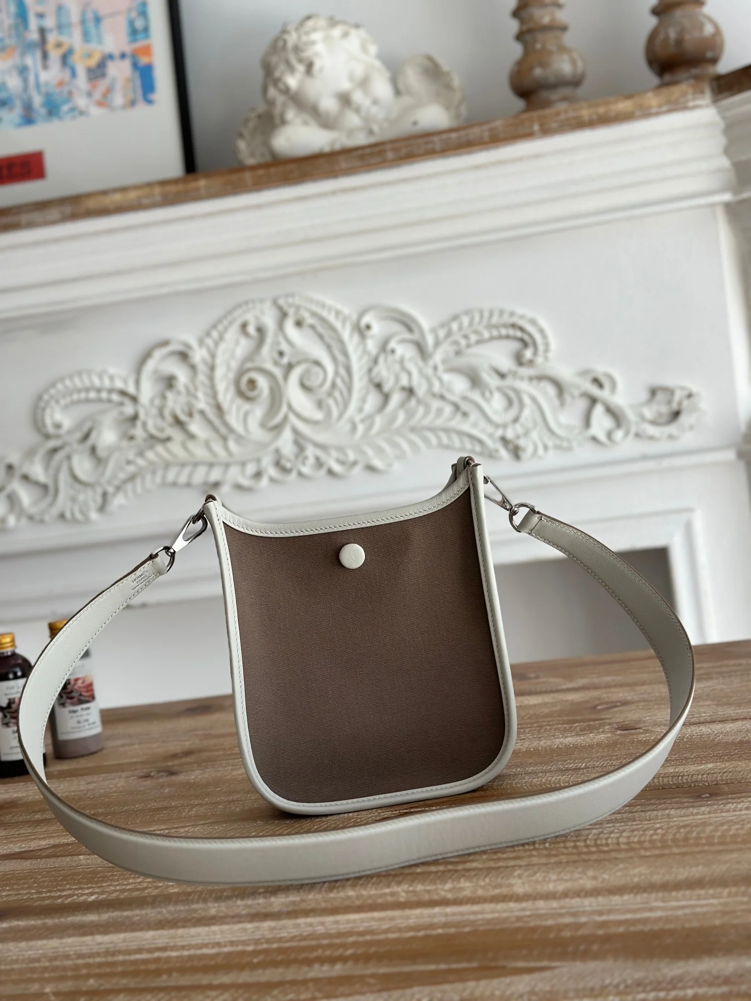 HERMES Shoulder Bags Canvas Leather (Brown-White) 16X29CM I50202608090432 - Image 3